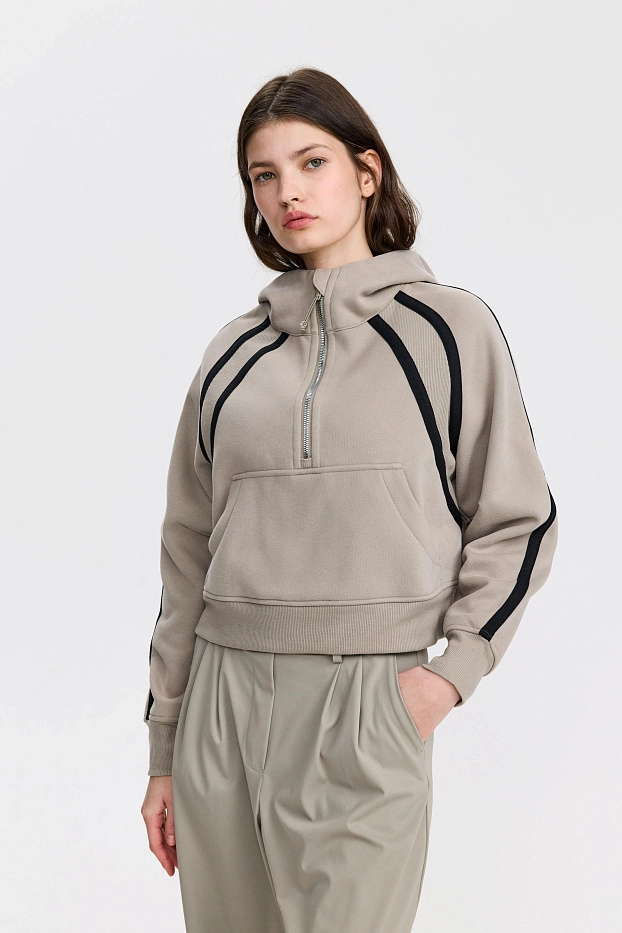 Худи оверсайз 1/2 zip с контрастными полосками UL