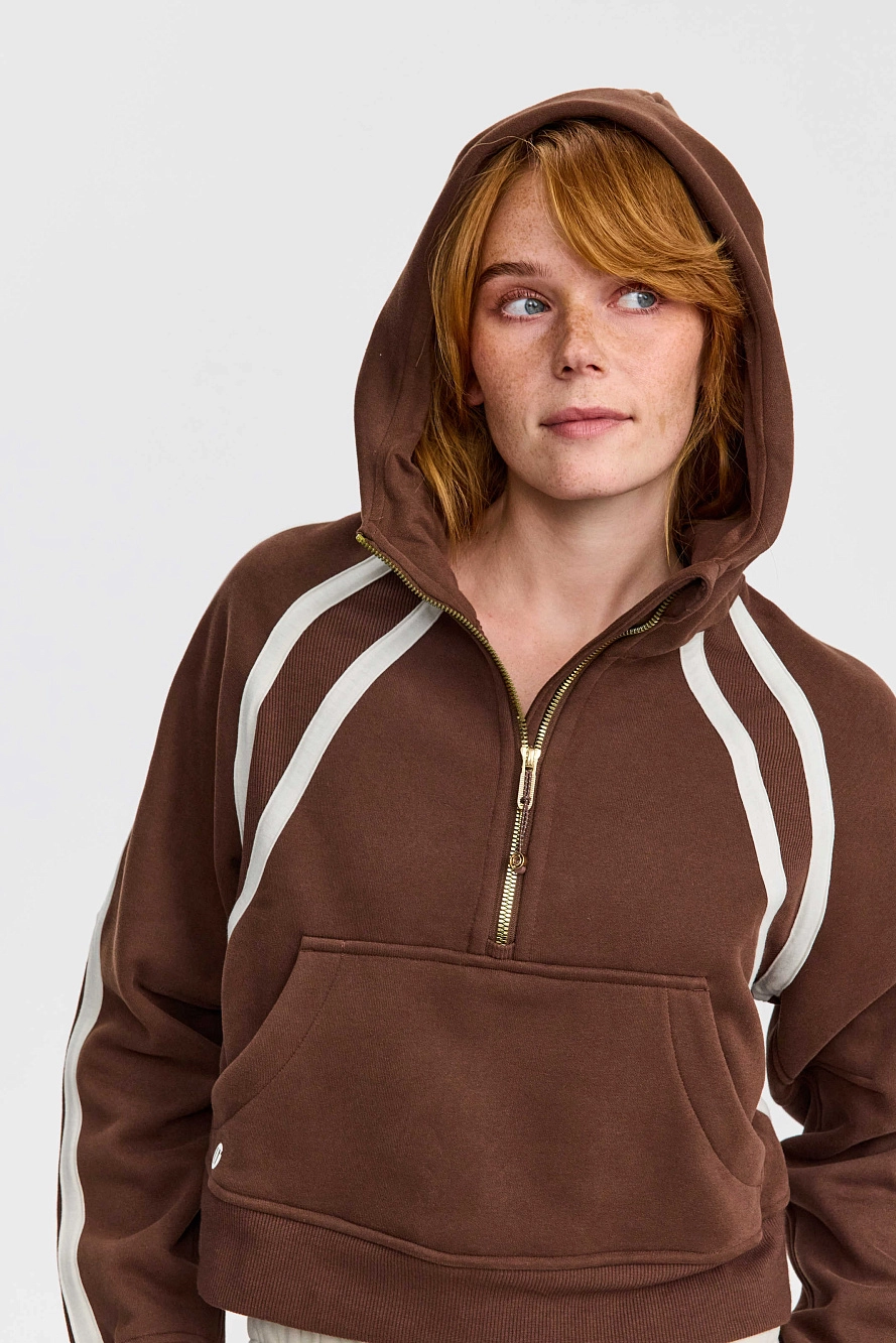 Худи оверсайз 1/2 zip с контрастными полосками UL - 8 