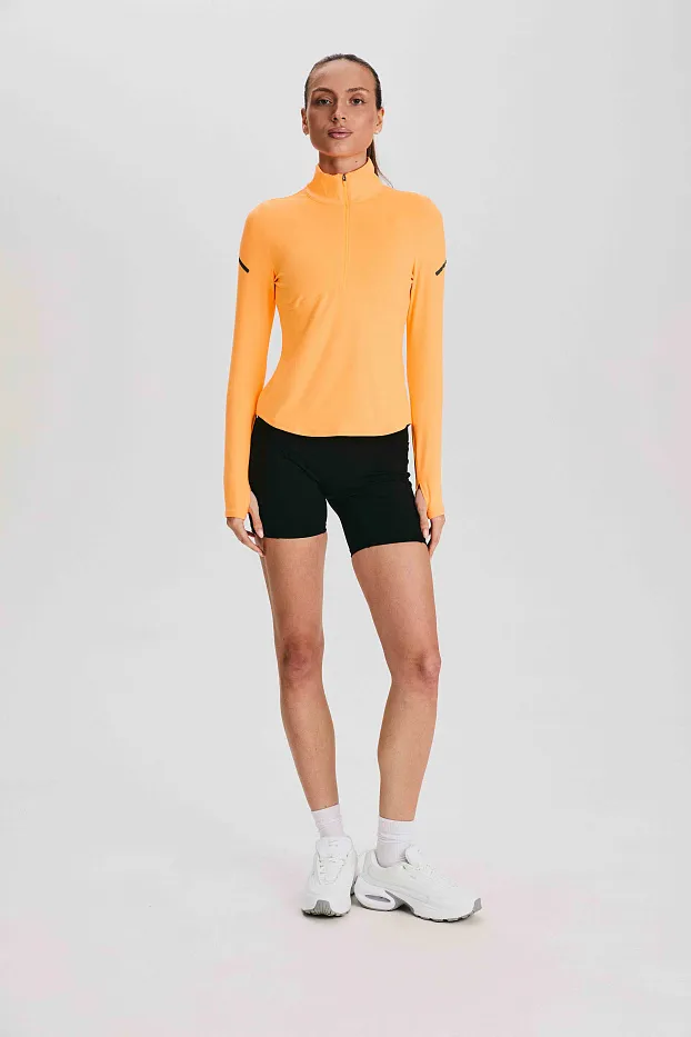 Флисовый удлиненный беговой рашгард 1/2 zip