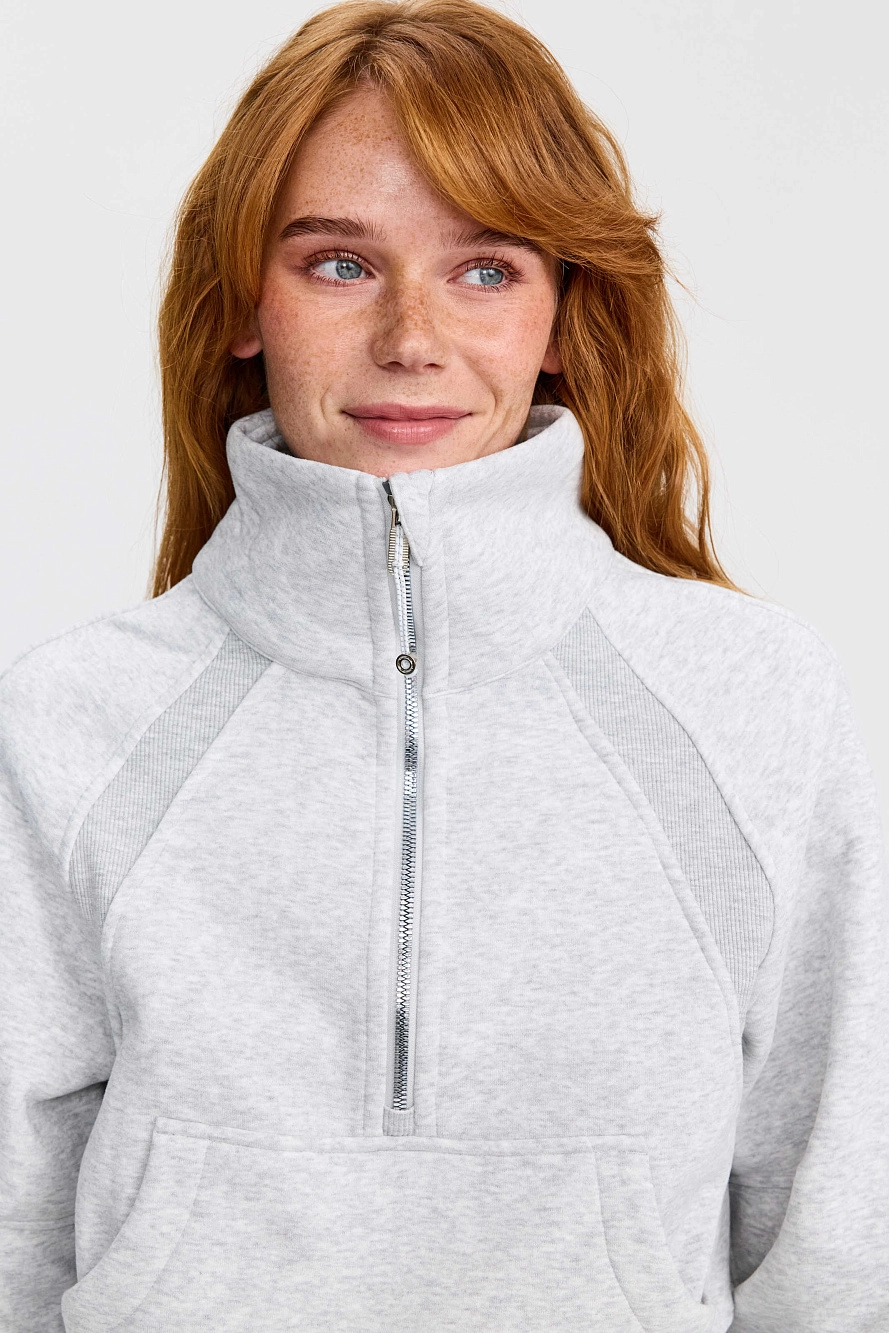 Свитшот оверсайз 1/2 zip с воротником UL - 3 