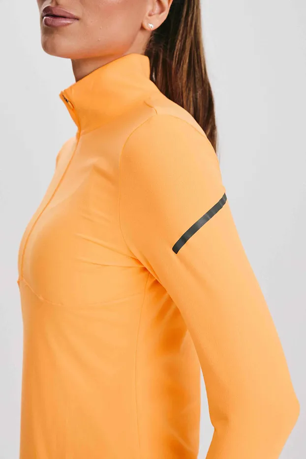 Флисовый удлиненный беговой рашгард 1/2 zip