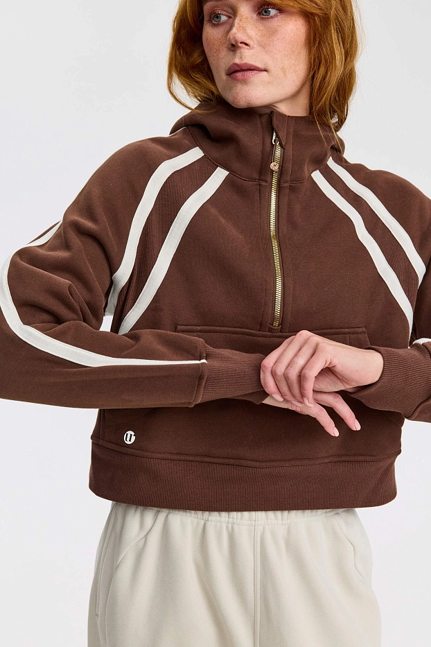 Худи оверсайз 1/2 zip с контрастными полосками UL