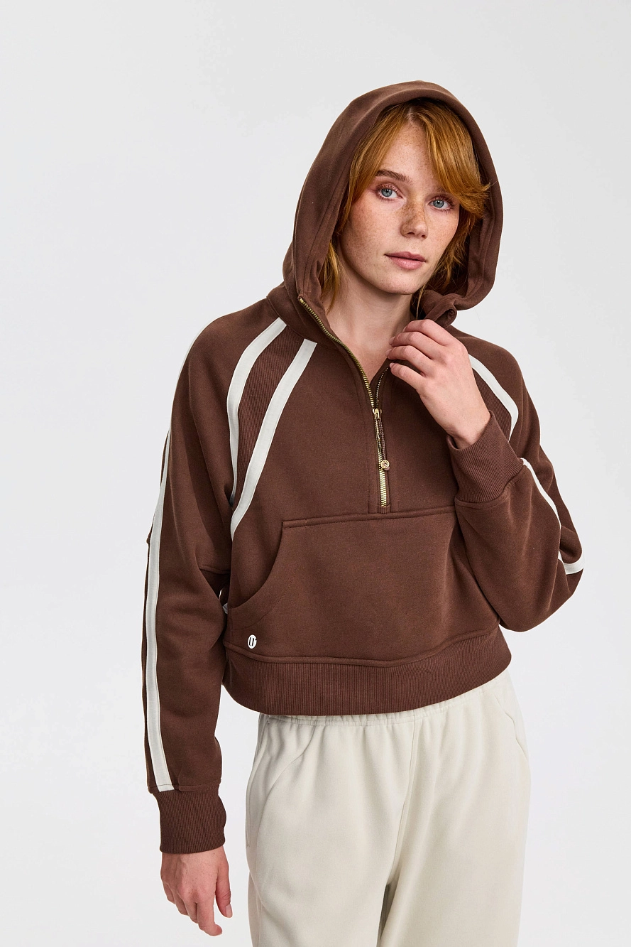 Худи оверсайз 1/2 zip с контрастными полосками UL - 5 
