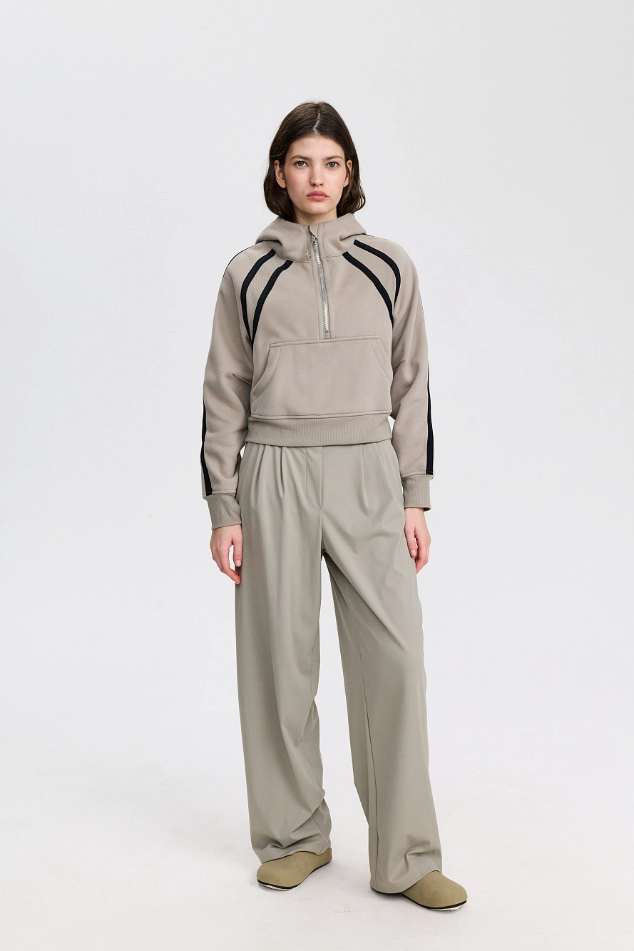 Худи оверсайз 1/2 zip с контрастными полосками UL