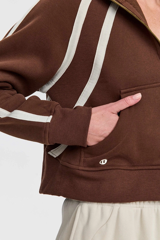 Худи оверсайз 1/2 zip с контрастными полосками UL