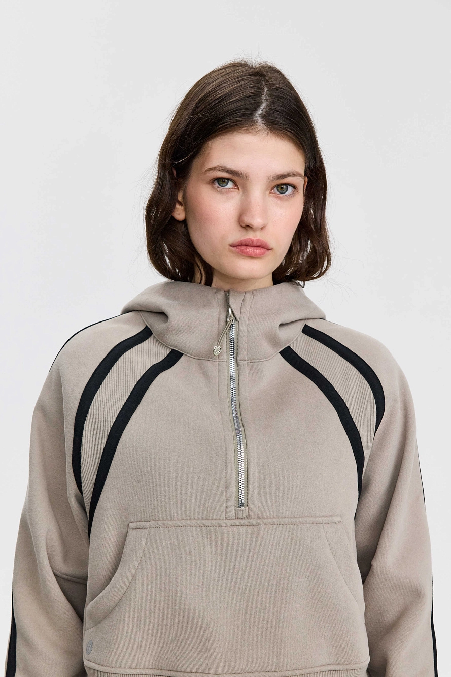 Худи оверсайз 1/2 zip с контрастными полосками UL - 3 