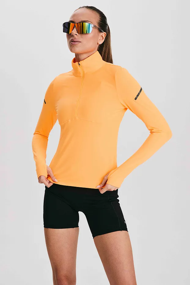 Флисовый удлиненный беговой рашгард 1/2 zip