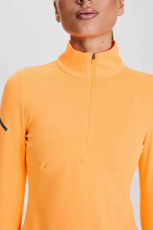 Флисовый удлиненный беговой рашгард 1/2 zip
