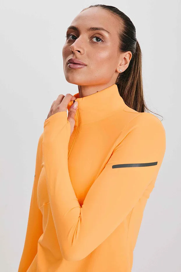 Флисовый удлиненный беговой рашгард 1/2 zip