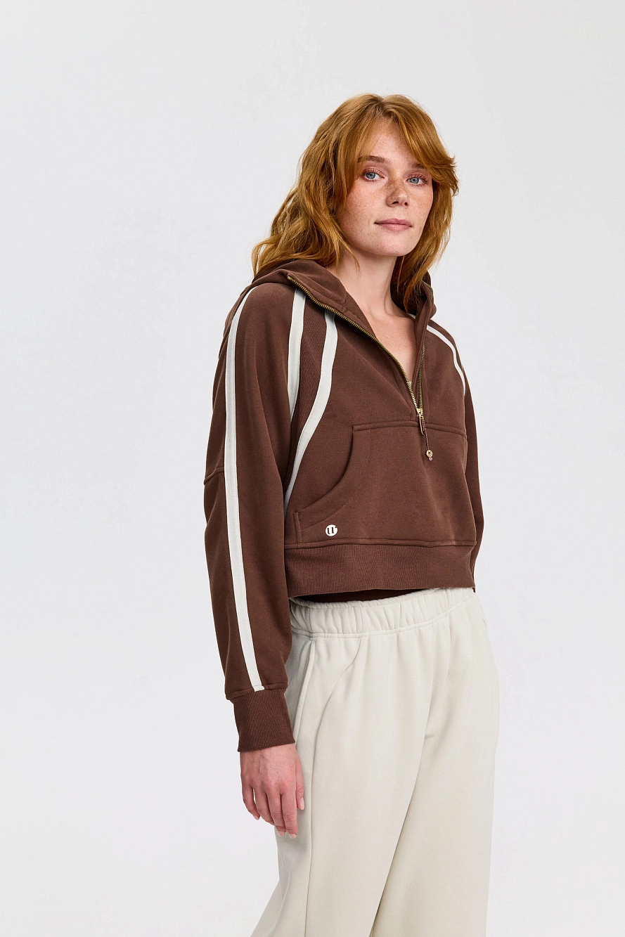 Худи оверсайз 1/2 zip с контрастными полосками UL - 7 