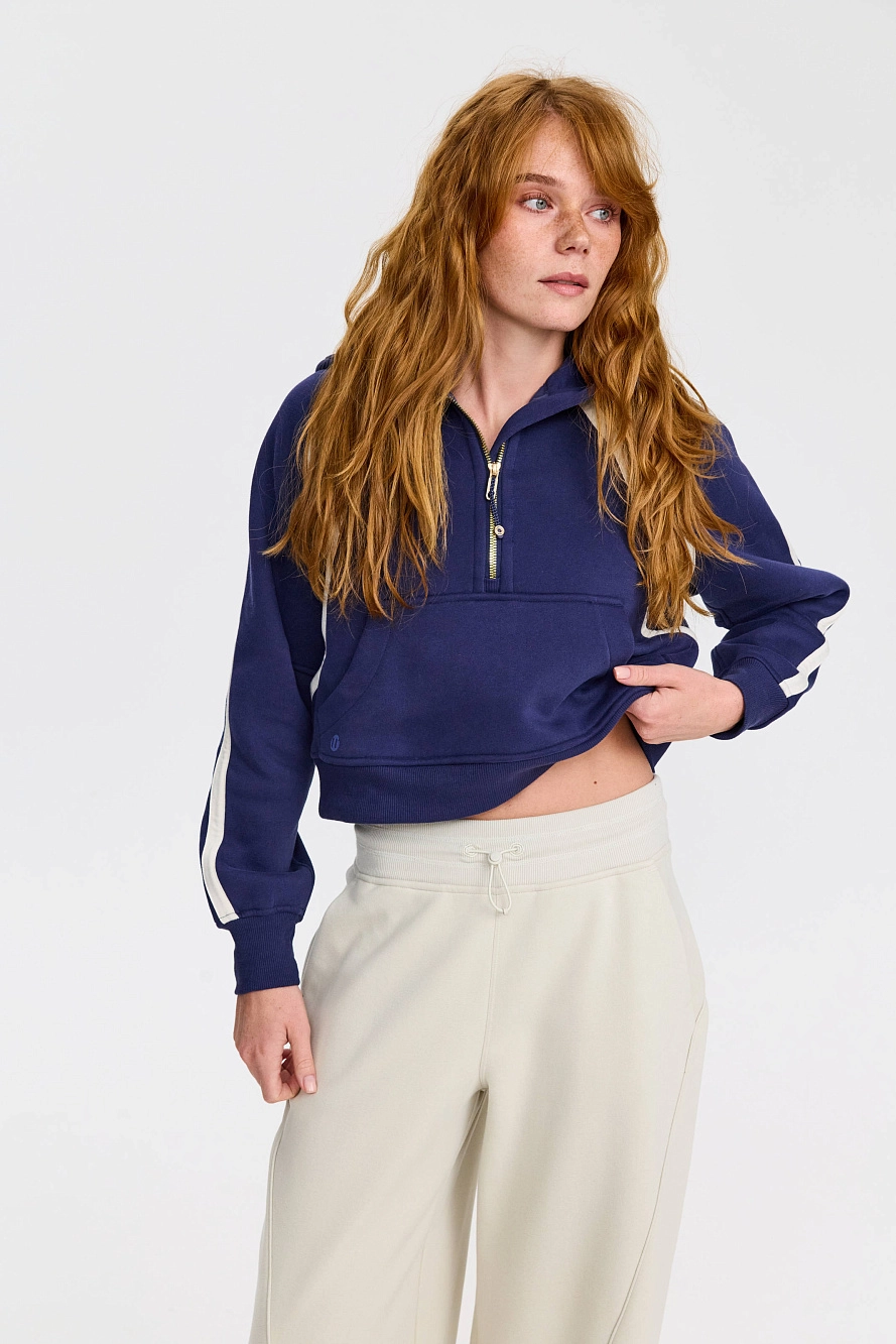 Худи оверсайз 1/2 zip с контрастными полосками UL - 6 